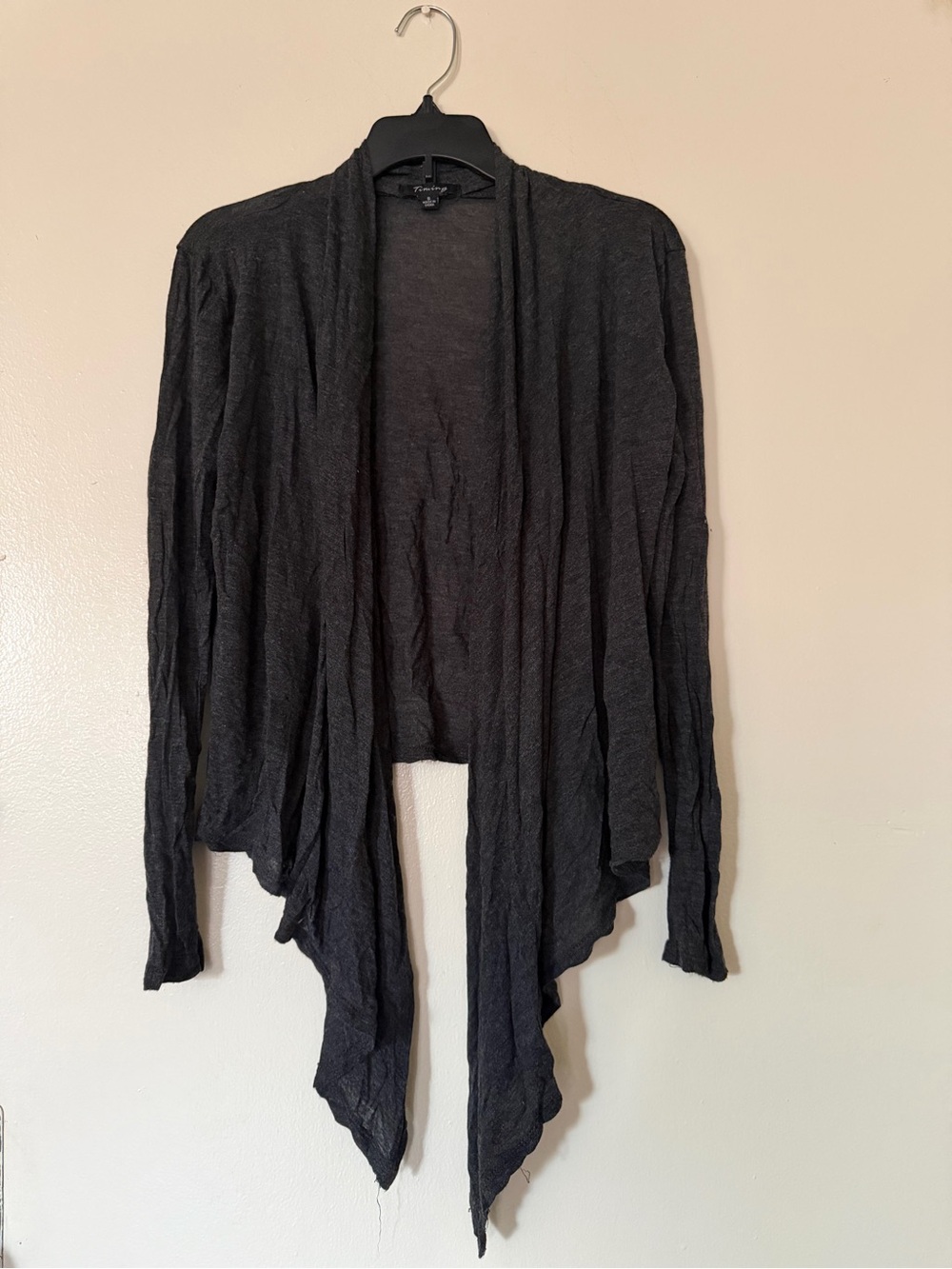 *BRAND NEW* Timing Black Flare Draped Open Front Women's Long Sleeves Cardigan
